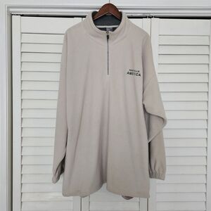 Vintage Perry Ellis America Size 4X Fleece Quarter Zip Pullover Beige 1990's